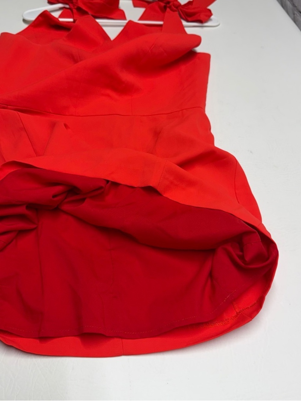 Amanda Uprichard Allora Red V-Neck Tie-Shoulder Mini Dress Sz L - Picture 11 of 12